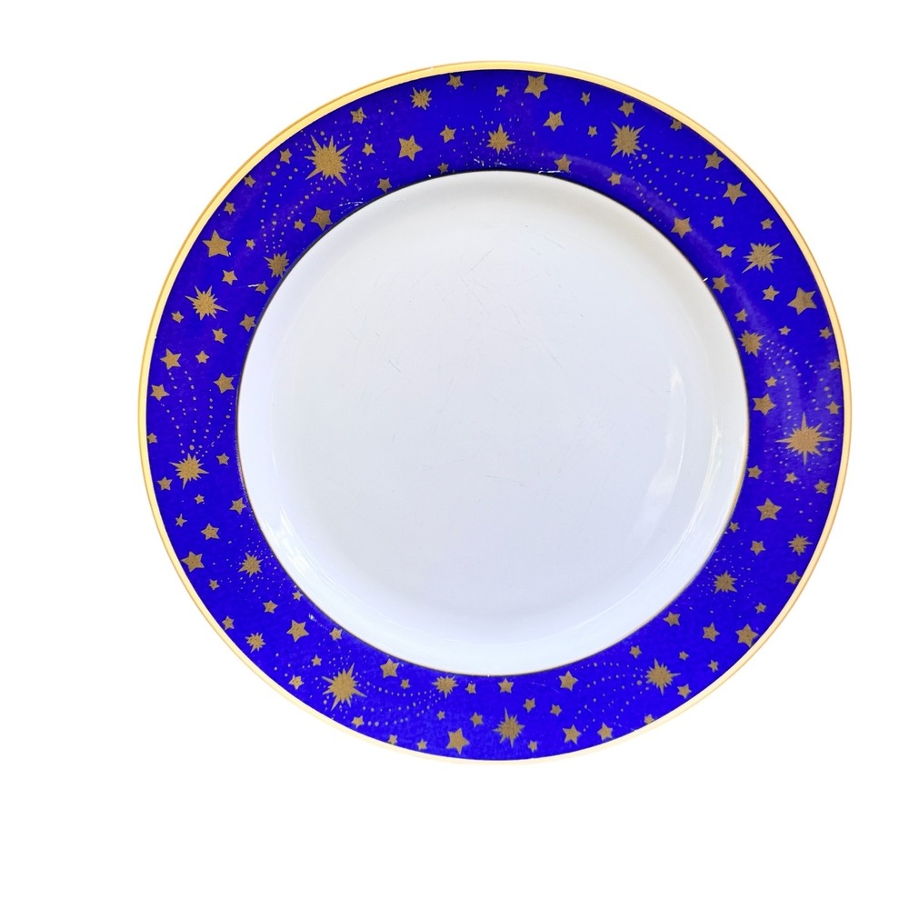 Tabletrendz Sakura Lumina Stoneware Dinner Plate Blue Gold Celestial Stars READ